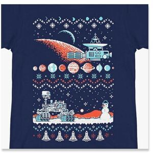 NWOT NASA Mens  T-Shirt- Mars Rover Christmas Style